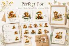 Highland Cow Summer Watercolor Clipart Bundle, Cute Cow PNG Product Image 3
