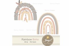 Rainbow Boho Digital papers and Feathers Clipart Product Image 3