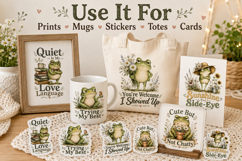 Funny Frog Quote Clipart PNG, Cute Sarcastic Frog Graphics Product Image 3