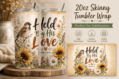 Held By His Love Tumbler Wrap PNG, Christian Bird 20oz Product Image 3