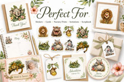 Whimsical Safari Animals Watercolor Clipart Bundle Product Image 3