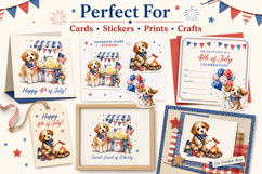 Patriotic Puppy Clipart, 4th of July Dog PNG Product Image 3