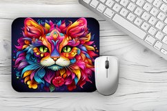 flower cat Mousepad PNG, Animal Mousepad Sublimation Designs Product Image 1