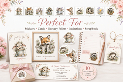 Woodland Nursery Animals Watercolor Clipart Bundle Product Image 3