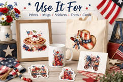 Patriotic Americana Clipart PNG, 4th of July Watercolor Product Image 3