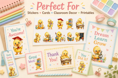 Back to School Duckling Clipart Bundle, Cute School Duck PNG Product Image 3