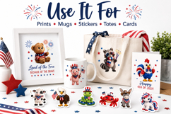 Patriotic Animal Clipart PNG, Cute 4th of July Animal Graphi Product Image 3