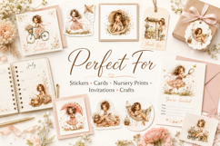 Summer Girls Watercolor Clipart Bundle, Cute Girl PNG Product Image 3