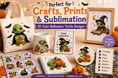 Halloween Turtle Clipart Bundle, Cute Spooky Turtle PNG Product Image 1