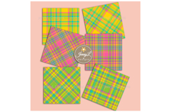 Colorful Bright Plaid Digital Paper patterns Product Image 2
