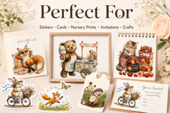 Whimsical Animal Watercolor Clipart Bundle, Cute Storybook Product Image 3