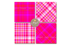 Neon Valentine Plaid Digital Papers Product Image 3