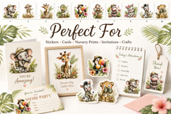 Safari Nursery Animals Watercolor Clipart Bundle Product Image 3