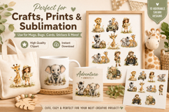 Safari Adventure Clipart Bundle, Cute Baby Safari Animals Product Image 3