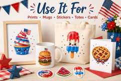Patriotic Summer Food Clipart PNG, Cute 4th of July Food Product Image 3