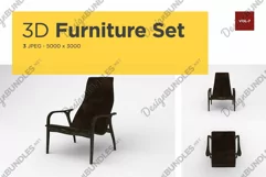 Dark brown wooden chair 3D furniture Product Image 1