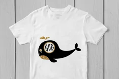 Cute Whale - Animal SVG EPS DXF PNG Monogram Cutting Files Product Image 3