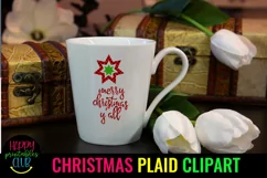 Christmas Plaid Clipart I Christmas Holiday Sublimation PNG Product Image 7