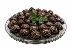 Assorted chocolate truffles on glass plate Product Image 1