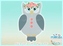Girly Owl with Flowers SVG Dxf Eps Png PDF Files Product Image 2