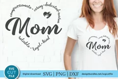 Mom svg - a mother's day SVG with mom heart shape Product Image 1