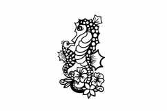 Papercut Sea Horse with Baby and Flowers SVG Template Product Image 2