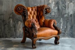 Luxurious leather armchair standing in front of grey wall Product Image 1