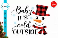 Baby it's cold outside Svg, Buffalo Plaid Snowman Svg Product Image 2