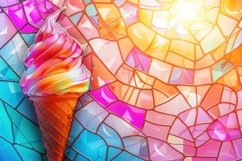 Colorful Ice Cream Cone with Stained Glass Background Product Image 1