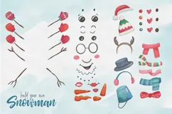 Build Your Own Snowman Watercolor Clipart png Product Image 4