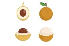 Longan icons set, flat style Product Image 1