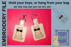 ITH Cool Fluffy Dog Key Fob - Embroidery Design Product Image 1