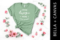 Heather Prism Mint Floral Bella Canvas 3001 Tshirt Mockup Product Image 1