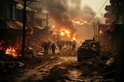 People Running With Rescue Team Help Out In Extreme Weather Product Image 1