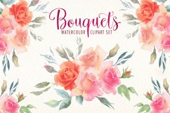 Watercolor bouquets clipart set Product Image 1