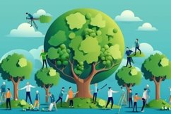 Nature With People Background Wallpaper Product Image 1