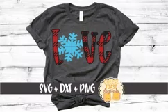 Love - Buffalo Plaid Snowflake - Christmas SVG PNG DXF Files Product Image 1