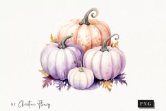 Watercolor Pastel Pumpkins Clipart | Watercolor Halloween Product Image 1