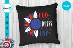 God Bless USA Svg, Patriotic Sunflower Svg Product Image 3