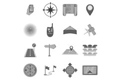 Navigation icons set, black monochrome style Product Image 1