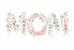 "Mom" word art in decorative floral letters, flowers growing Product Image 1