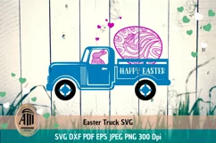 Easter Truck SVG| Truck with bunny SVG| Happy Easter SVG Product Image 1