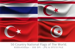 Realistic waving 50 Country National Flags of The World. Product Image 13