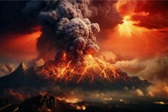 Cataclysmic volcano eruption at sunset Product Image 1