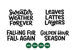 Hand Lettered Autumn Phrases SVG Design Product Image 1