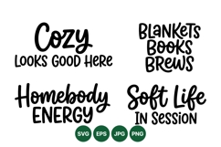 Hand Lettered Cozy Homebody Script Phrases SVG Product Image 1