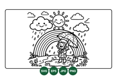Hand Drawn Rainy Day Kids Clipart Illustration Product Image 1