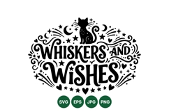 Whiskers And Wishes Cat Silhouette Illustration Design Product Image 1