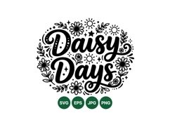 Hand Drawn Daisy Days Floral Typography Design Product Image 1