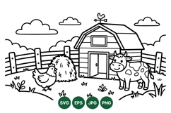 Cute Farm Animals Svg Illustration For Kids Product Image 1